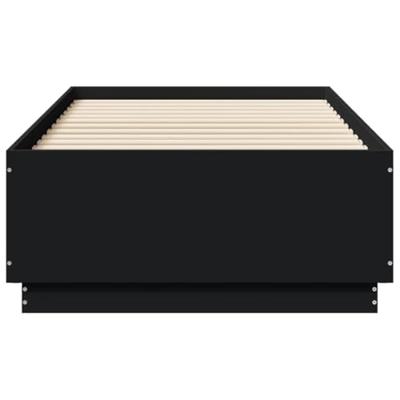 Bedframe met LED-verlichting bewerkt hout zwart 75x190 cm