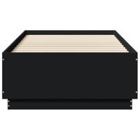 Bedframe met LED-verlichting bewerkt hout zwart 75x190 cm - thumbnail