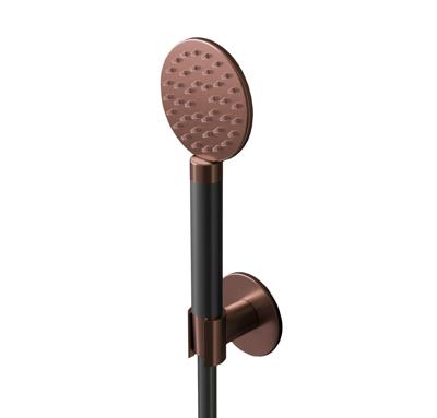 Hotbath Cobber M444 ronde handdouche met wandsteun en doucheslang 150cm koper geborsteld PVD M444BCP