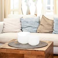 Meinl Sonic Energy White Frosted Crystal Singing Bowl klankschalen set (A4, F4, D4) - thumbnail