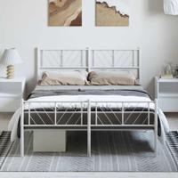 Bedframe met hoofd- en voeteneinde metaal wit 135x190 cm - thumbnail