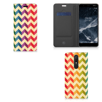 Nokia 5.1 (2018) | Hoesje met Magneet | Zigzag Multi Color Nokia 5.1 (2018) | Hoesje met Magneet | Zigzag Multi Color