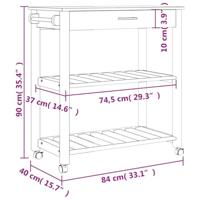 Keukentrolley MONZA 84x40x88,5 cm massief grenenhout - thumbnail
