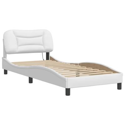 Bedframe met LED-verlichting kunstleer wit 90x200 cm - thumbnail