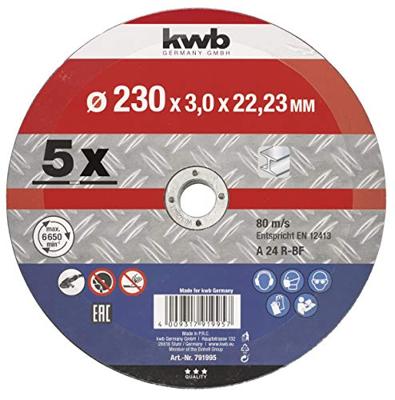 kwb 791995 Doorslijpschijf recht 230 mm 5 stuk(s) Metaal kwb 791995 Doorslijpschijf recht 230 mm 5 stuk(s) Metaal