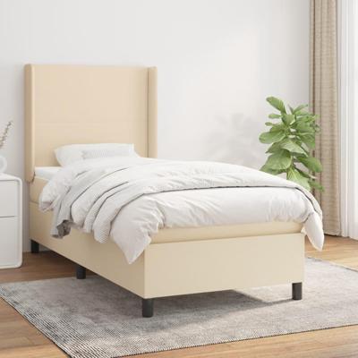 Boxspring met matras stof crèmekleurig 80x200 cm