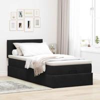 Ottoman bed met matras 100x200 cm fluweel zwart - thumbnail
