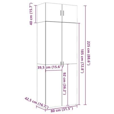 Opbergkast 80x42,5x225 cm bewerkt hout grijs sonoma eikenkleur