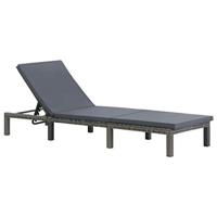 VidaXL Ligbed met kussen poly rattan antraciet - thumbnail