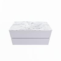 MONDIAZ VICA-DLUX 100cm badmeubel onderkast Cale 2 lades. Inbouw wastafel CLOUD rechts zonder kraangat, kleur Glace. - thumbnail