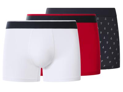 esmara Men Set van 3 heren boxers (rood/marineblauw/wit, XXL)
