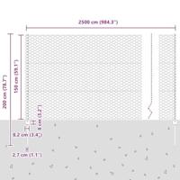 VidaXL Hek met paal zilver 1,5 x 25 m staal - thumbnail
