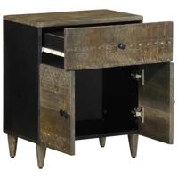 Nachtkastje 50x33x60 cm massief mangohout lichtgrijs - thumbnail