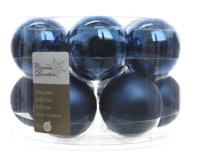 12 Kerstballen glas glans-mat diameter 5cm nacht blauw KSD - Ksd - thumbnail