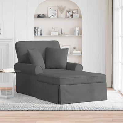 Chaise Lounge met Rok Donkergrijs 91 x 157 x 91 cm Stof Chaise Lounge met Rok Donkergrijs 91 x 157 x 91 cm Stof