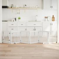 Hondenhek inklapbaar met deur 6 panelen 300 cm populierhout wit - thumbnail