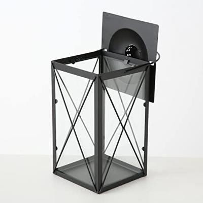 Boltze Home Lantaarn zwart metaal 17x30cm