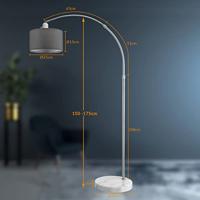 Booglamp, retro lamp, vloerlamp, Edelstaal, gebogen vloerlamp met lampenkap , verstelbaar - thumbnail