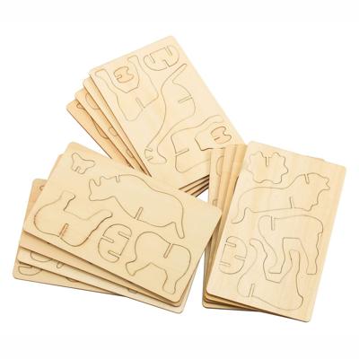 Colorations Bouwpakketje houten 3d jungledieren, set van 4