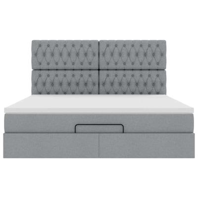 Ottoman bed met matras 90x190cm stof lichtgrijs