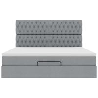 Ottoman bed met matras 90x190cm stof lichtgrijs - thumbnail