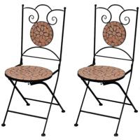 VidaXL Opklapbare stoelen, 2 stuks, keramiek, terracotta - thumbnail