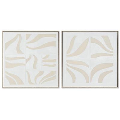 Schilderij Home ESPRIT Wit Beige Abstract Scandinavisch 83 x 4,5 x 83 cm (2 Stuks)