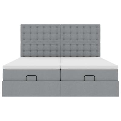 Ottoman bed met matrassen 200x200cm stof lichtgrijs