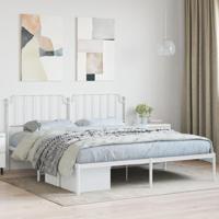 Bedframe met hoofdbord metaal wit 160x200 cm - thumbnail