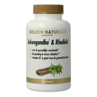Golden Naturals Ashwagandha & rhodiola 60 Vegetarische capsules - thumbnail