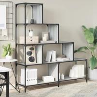 Boekenkast 4-laags 139x33,5x149 cm bewerkt hout grijs sonoma - thumbnail