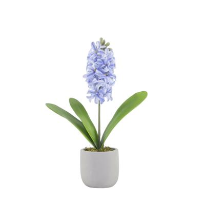 Kunstbloem hyacint blauw in pot 15xH41cm