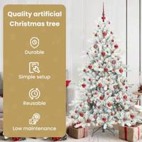 VidaXL Kunstmatige inklapbare kerstboom wit 180 cm pvc en staal - thumbnail