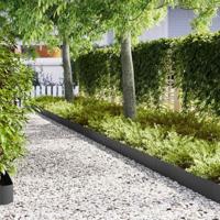 VidaXL Tuinrand 10 pcs zwart 100 x 0.05 x 20 cm koudgewalst staal - thumbnail