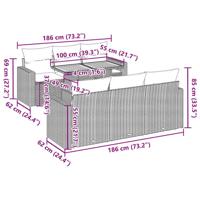 7-delige Loungeset met kussens poly rattan beige - thumbnail