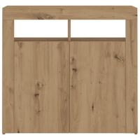 Dressoir met LED 80x35x75 cm bewerkt hout artisanaal eiken - thumbnail