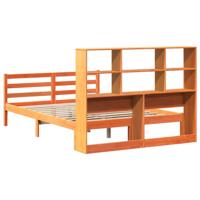 Bed met boekenkast zonder matras hout wasbruin 160x200 cm - thumbnail