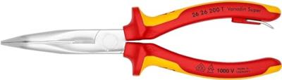 Knipex Platspitse Tang met Zijsnijder (Telefoontang) | 200 mm Lengte | Geïsoleerd | Meercomponenten-Omhulling - 26 26 200 T BK Knipex Platspitse Tang met Zijsnijder (Telefoontang) | 200 mm Lengte | Geïsoleerd | Meercomponenten-Omhulling - 26 26 200 T BK
