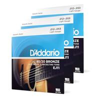 D&apos;Addario EJ11-3D 12-53 Light Bronze snaren voor westerngitaar (3 sets) - thumbnail