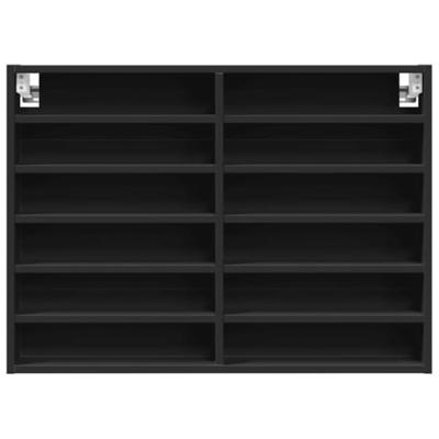 Vitrinekast 80x8,5x58 cm bewerkt hout zwart
