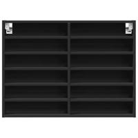 Vitrinekast 80x8,5x58 cm bewerkt hout zwart - thumbnail
