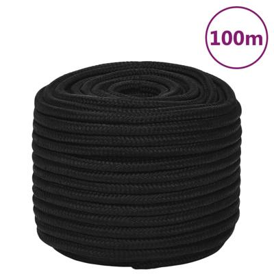 VidaXL Werktouw 12 mm 100 m polyester zwart VidaXL Werktouw 12 mm 100 m polyester zwart