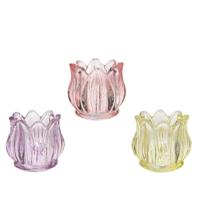 Theelichthouder glas tulp H7.3cm - thumbnail