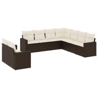 9-delige Loungeset met kussens poly rattan bruin - thumbnail