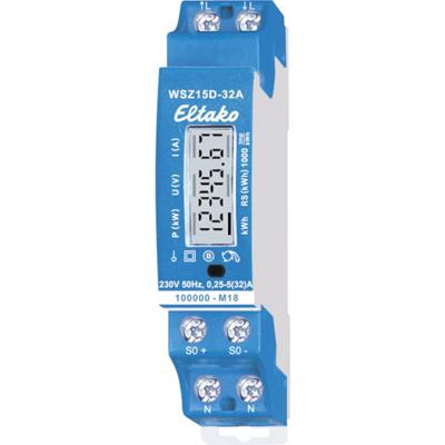 Eltako WSZ15D-32A MID kWh-meter 1-fase Digitaal 32 A Conform MID: Ja 1 stuk(s) Eltako WSZ15D-32A MID kWh-meter 1-fase Digitaal 32 A Conform MID: Ja 1 stuk(s)