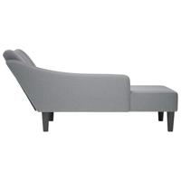 Chaise longue met rechterarmleuning stof lichtgrijs - thumbnail