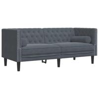 2-delige Loungeset Chesterfield en bolsters fluweel donkergrijs - thumbnail