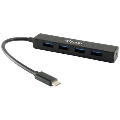 Equip Equip Life USB 3.1 Type-C to 4-Port USB 3.0 Hub 128954 USB-hub 4 poorten USB-A USB 3.1 Gen1 5 GBit/s Met USB-C stekker Zwart