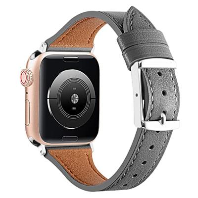 Leren bandje - Grijs - Geschikt voor Apple Watch 44mm / 45mm / 46mm / 49mm