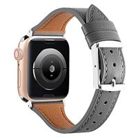 Leren bandje - Grijs - Geschikt voor Apple Watch 44mm / 45mm / 46mm / 49mm - thumbnail